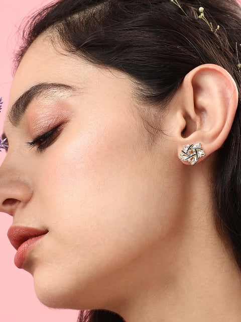 Gold Plated Designer Stone Casual Stud
