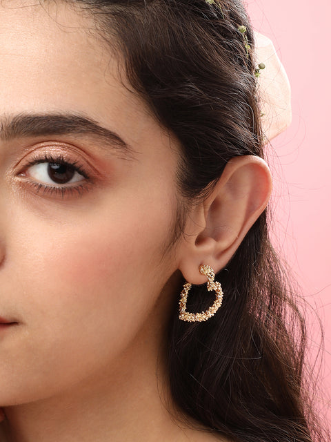 Gold Plated Designer Stone Casual Drop Earring