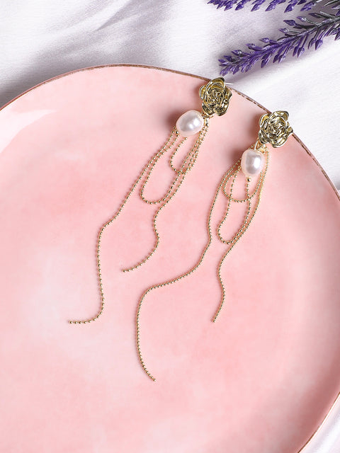 Gold Plated Designer Stone Casual Drop Earring