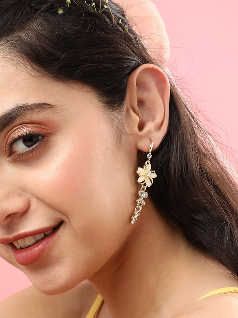 Gold Plated Designer Stone Casual Drop Earring