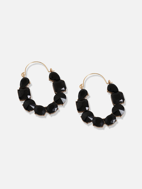 Gold Plated Designer Stone Casual Hoop Earring