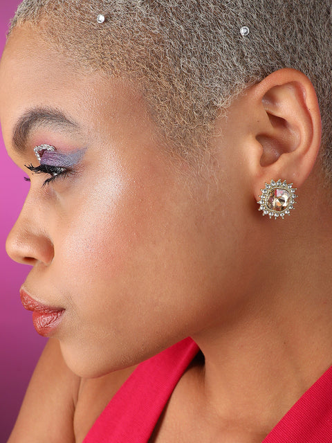 Gold Plated Designer Stone Casual Drop Earring