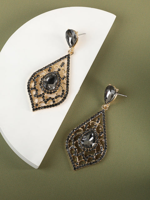 Silver Plated Designer Stone Party Drop Earring