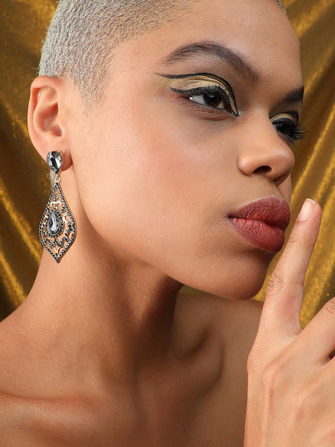 Silver Plated Designer Stone Party Drop Earring