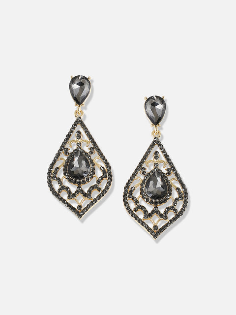 Silver Plated Designer Stone Party Drop Earring
