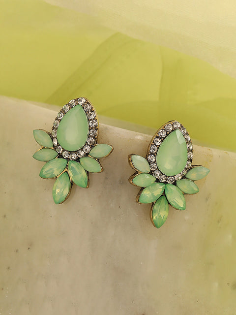 GOLD PLATED PARTY DESIGNER STONE DROP EARRING FOR WOMEN