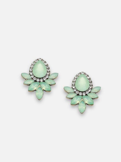GOLD PLATED PARTY DESIGNER STONE DROP EARRING FOR WOMEN