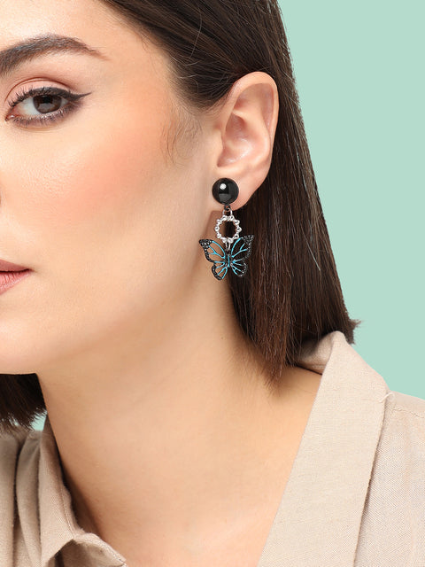 GOLD PLATED PARTY DESIGNER STONE DROP EARRING FOR WOMEN