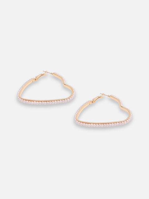 GOLD PLATED PARTY DESIGNER STONE HOOP EARRING FOR WOMEN