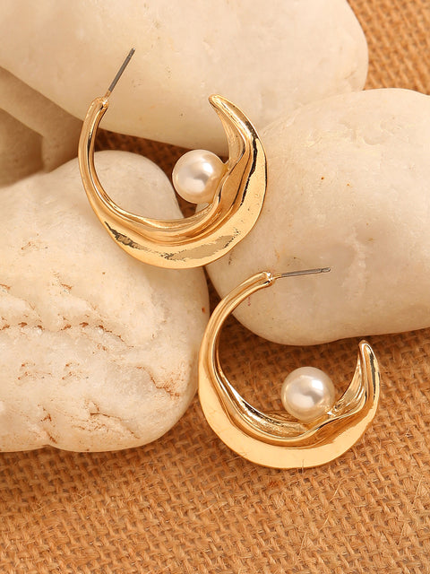 GOLD PLATED CASUAL PEARLS DROP EARRING FOR WOMEN