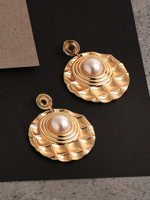 GOLD PLATED PARTY PEARLS DROP EARRING FOR WOMEN