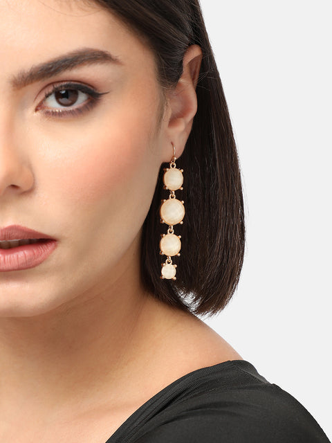 GOLD PLATED PARTY DESIGNER STONE DROP EARRING FOR WOMEN