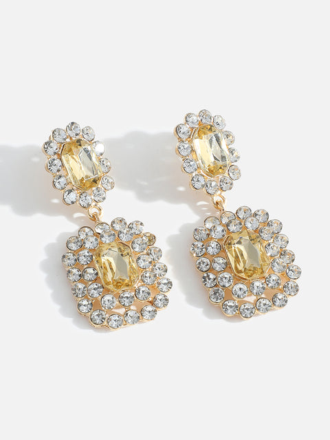 GOLD PLATED RHINESTONES DROP EARRINGS