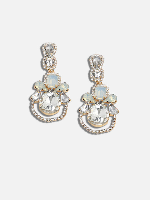 GOLD PLATED PARTY DESIGNER STONE DROP EARRING FOR WOMEN