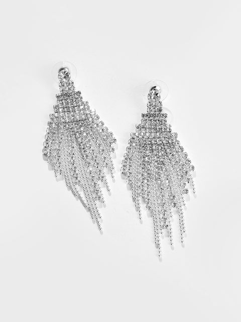 Silver Plated Designer Stone Drop Earring