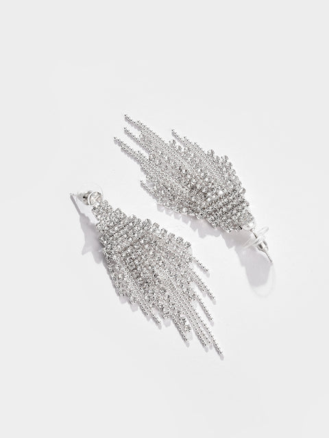 Silver Plated Designer Stone Drop Earring