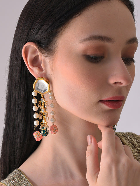 Gold Plated Beaded Drop Earring