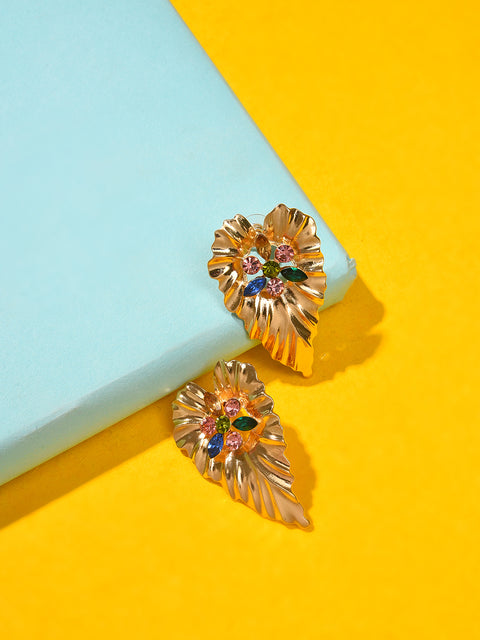 Gold Plated Designer Stone Drop Earring