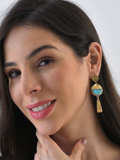 Gold Plated Designer Stone Drop Earrings