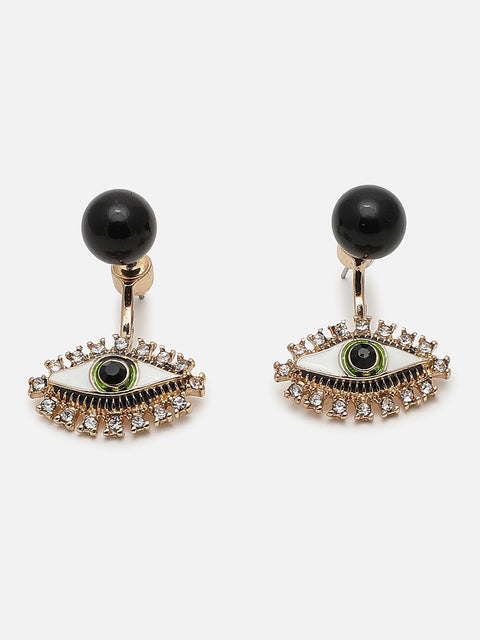Gold Plated Designer Stone Beaded Drop Earring