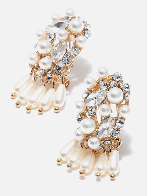 Gold Plated Designer Stone Beaded Stud