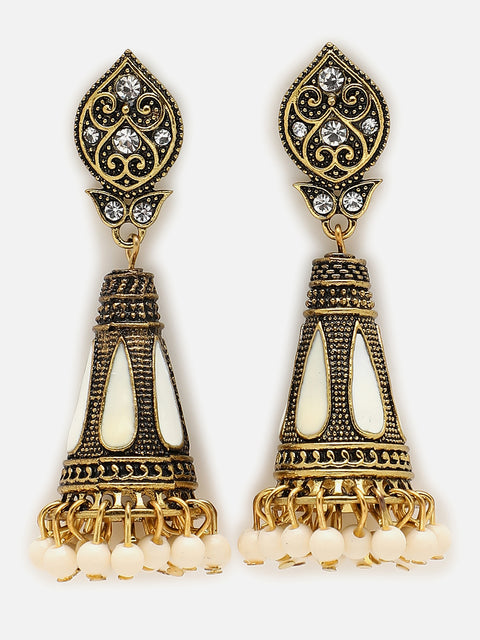 Gold Plated Designer Stone Drop Earring