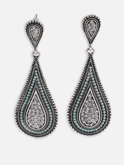 Silver Plated Designer Stone Drop Earring