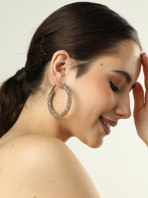 Gold Plated Beaded Hoop Earring