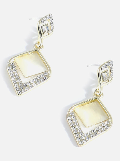Gold Plated Designer Stone Drop Earring