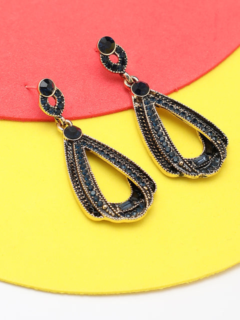 Gold Plated Designer Stone Drop Earring