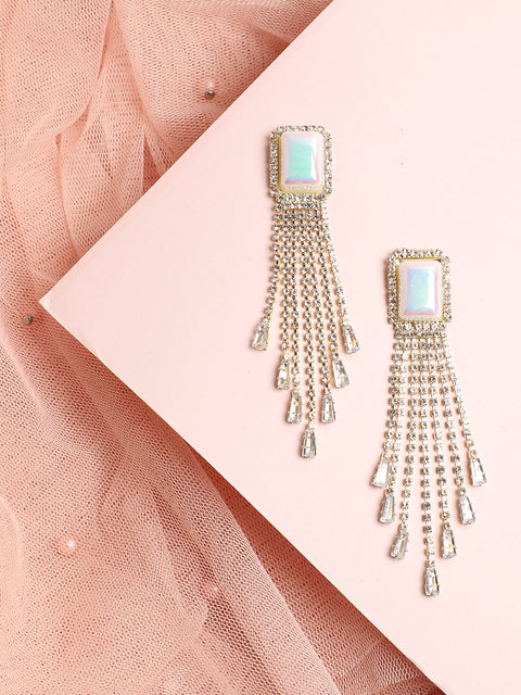 Gold Plated Designer Stone Drop Earring
