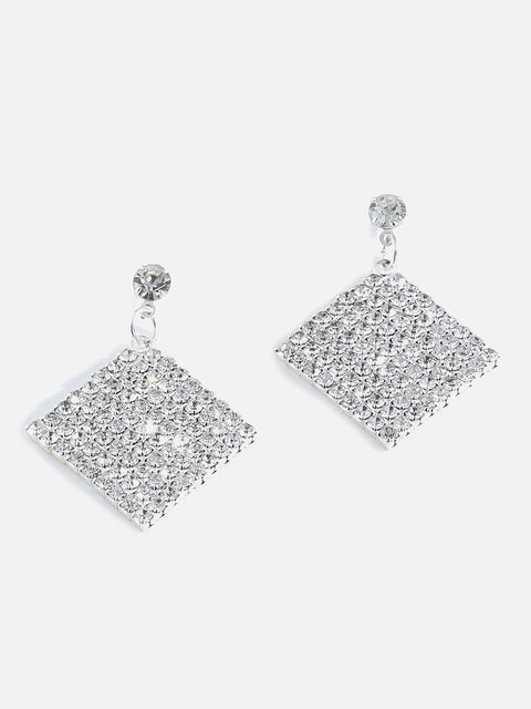 Silver Plated Designer Stone Drop Earring
