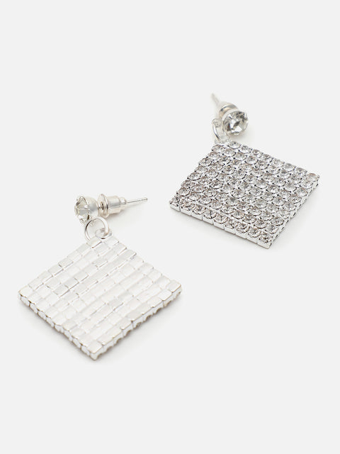 Silver Plated Designer Stone Drop Earring