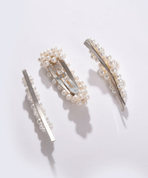 Pack of 3 Gold Plated Pearls Hair Pin