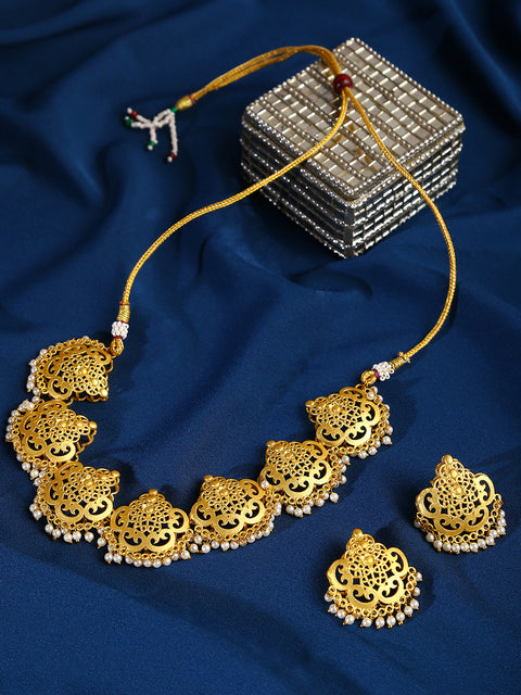 Gold-Plated Beaded Necklace Set