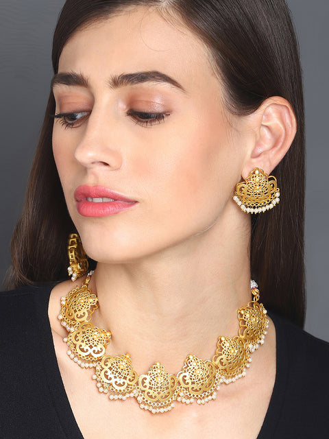 Gold-Plated Beaded Necklace Set