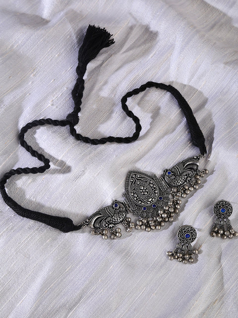 Oxidised Ghungroo Stone Choker Set