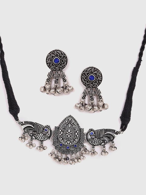 Oxidised Ghungroo Stone Choker Set