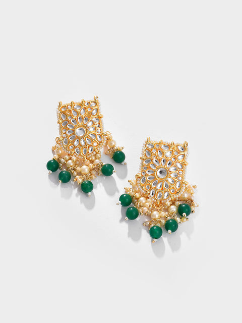 Gold Plated Designer Stone Beaded Necklace and Earring Set