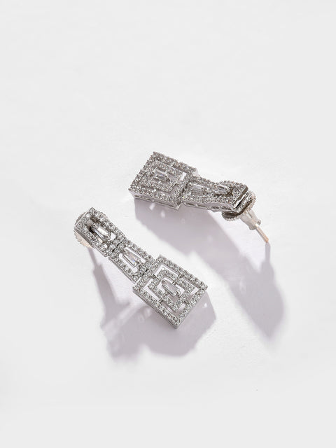 Silver Plated Designer Stone Necklace and Earring Set