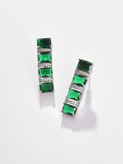 Silver Plated Designer Stone Necklace and Earring Set