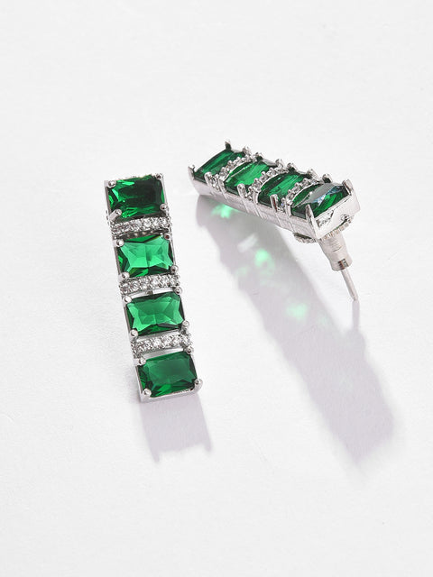 Silver Plated Designer Stone Necklace and Earring Set