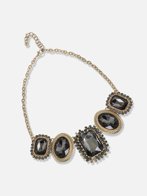 Gold Plated Designer Stone Party Necklace and Earring Set