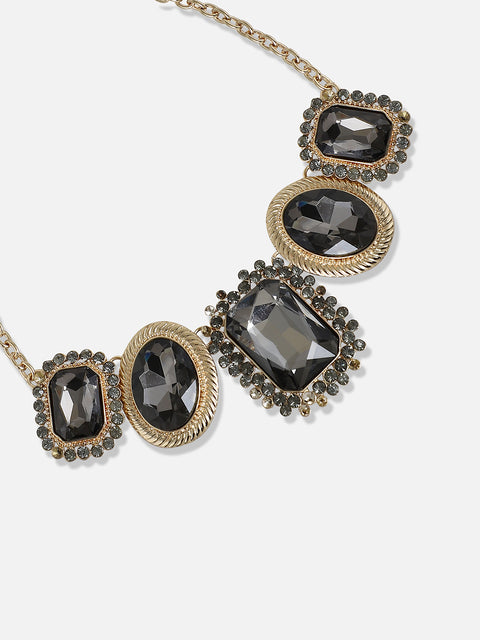 Gold Plated Designer Stone Party Necklace and Earring Set