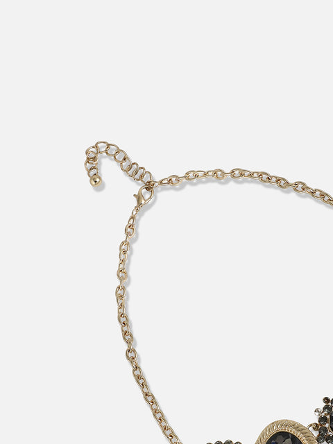 Gold Plated Designer Stone Party Necklace and Earring Set