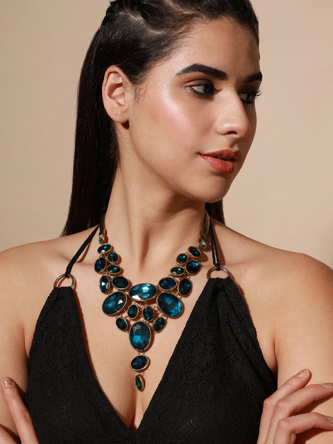 Gold Plated Designer Stone Party Necklace