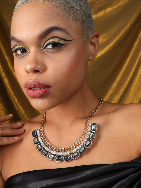 Silver Plated Designer Stone Party Necklace