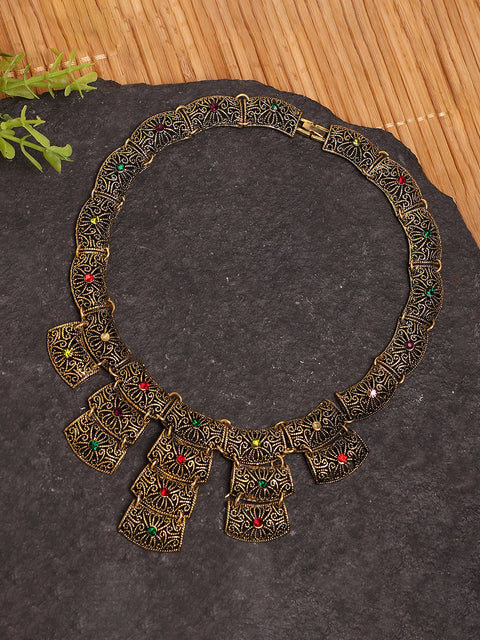 Gold Plated Designer Stone Party Necklace