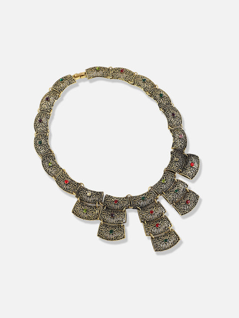 Gold Plated Designer Stone Party Necklace