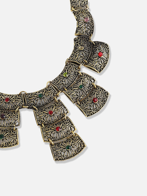 Gold Plated Designer Stone Party Necklace